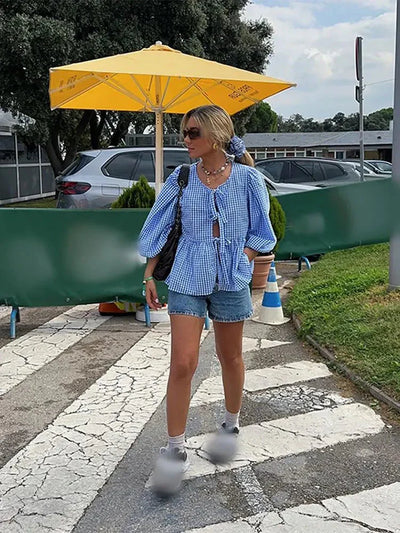 Jensen - Schicke Puffärmel-Bindebluse