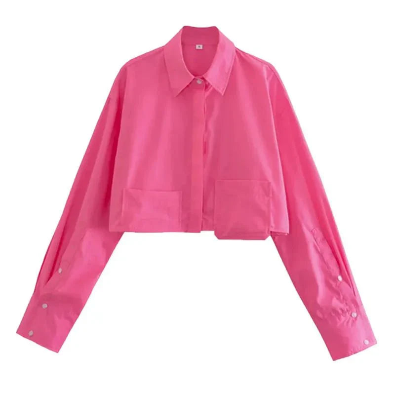 Kleah - Schicke Verkürzte Langarmbluse