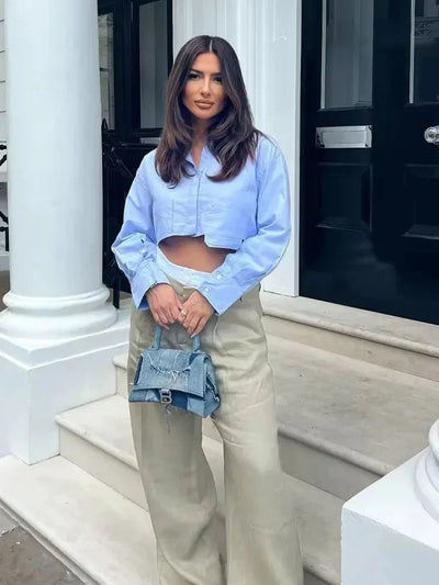 Kleah - Schicke Verkürzte Langarmbluse