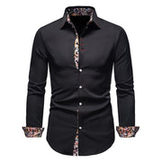 Herren Slim Fit Langarmhemd Modernes Stretch – Freizeit Business Hemd – Schwarz