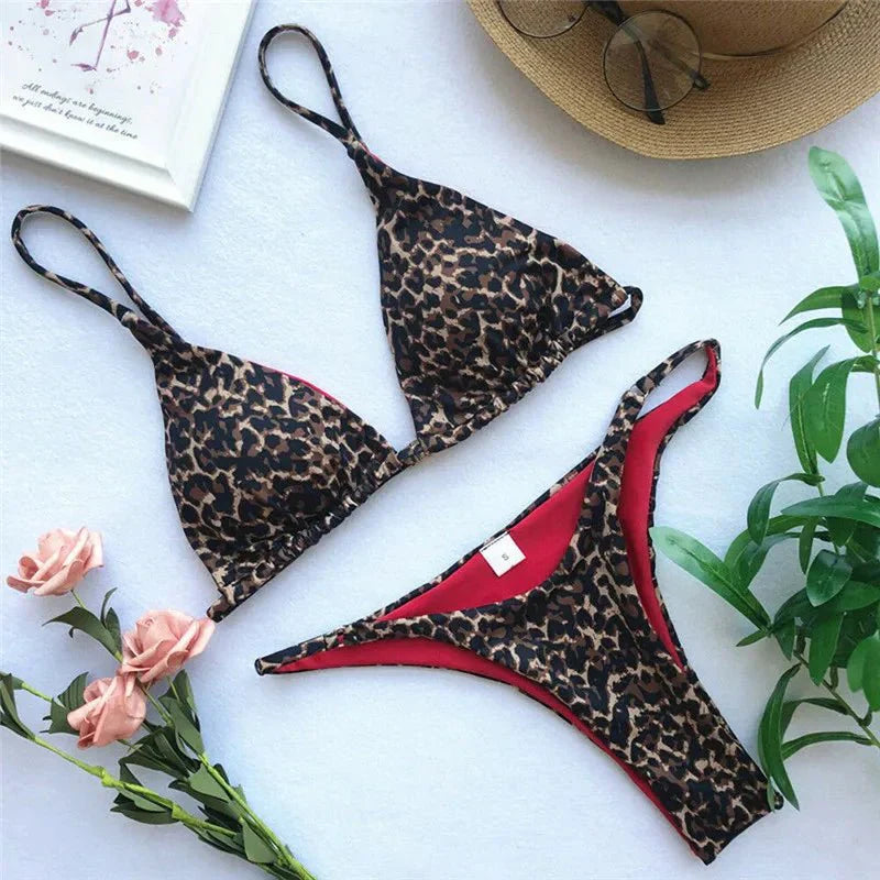 Jorisa - Schickes Leopard Bikini Set, Strandfertig