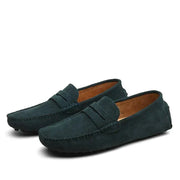 Herren Italienische Wildleder Loafer Slip-On – Elegante Freizeitschuhe – Dunkelgrün