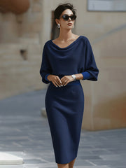 Bellisara - Drapiertes Midikleid – Marineblau