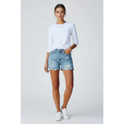Nele | Damen Shorts Mit Fransen Saum Für Urlaub – Blau