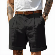 Davinci | Elegante Herren-Bermudas mit Bundfalten – Schwarz