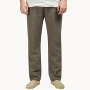Nikolaus | Herren Leinenhose Casual Gerade – Oliv