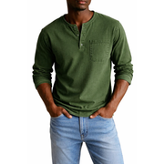 Nils | Herren Shirt Henley Stil – Armeegrün
