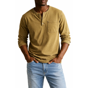 Nils | Herren Shirt Henley Stil – Khaki
