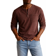 Nils | Herren Shirt Henley Stil – Rot