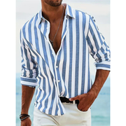 Nino | Herren Hemd Gestreift Für Sommer – Blau