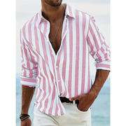 Nino | Herren Hemd Gestreift Für Sommer – Rosa
