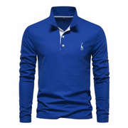 Noah | Herren Poloshirt Langarm Mit Kontrast Alltag – Blau