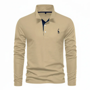 Noah | Herren Poloshirt Langarm Mit Kontrast Alltag – Khaki