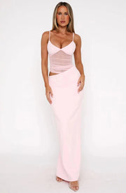Nourhi | Damen Maxi Kleid – Fließendes Sommerkleid Urlaub & Festliche Abende 2026 – Rosa