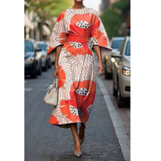 Ona | Damen Elegante Feminines Midikleid – Orange