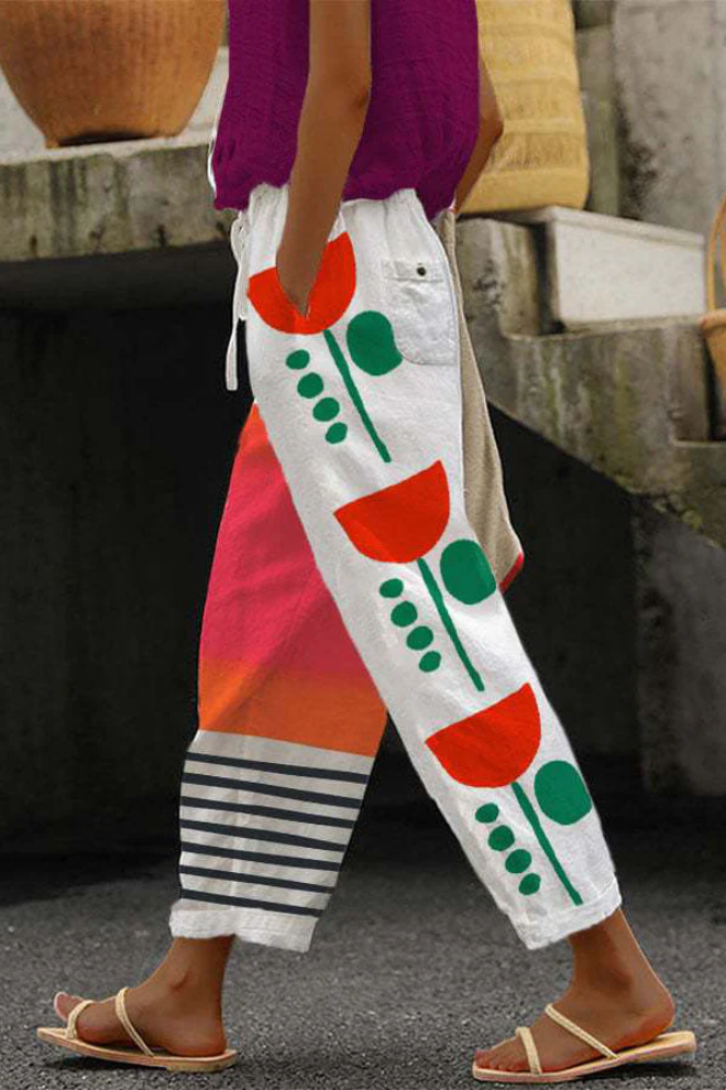 Airish - Casual Unique Printed Button Pocket Pants