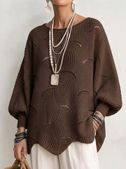Coravina - Strukturierter Ajour-Strickpullover – Kaffee