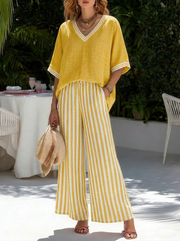 Alira | Damen Gestreiftes Zweiteiliges Set – Streifen Set Zweiteiler Sommer 2026 – Gelb