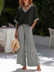 Alira | Damen Gestreiftes Zweiteiliges Set – Streifen Set Zweiteiler Sommer 2026 – Schwarz