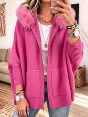 Veronelle - Soft-Touch-Kapuzenstrickjacke mit Reißverschluss – Pink