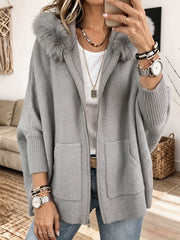Veronelle - Soft-Touch-Kapuzenstrickjacke mit Reißverschluss – Grau