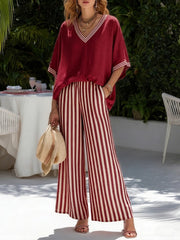 Alira | Damen Gestreiftes Zweiteiliges Set – Streifen Set Zweiteiler Sommer 2026 – Rot