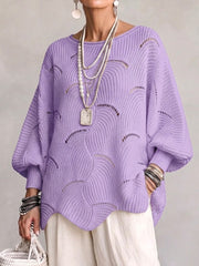 Coravina - Strukturierter Ajour-Strickpullover – Lila