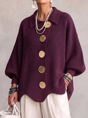 Kaelinae - Schwerer Oversize-Cardigan – Burgunderrot