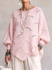 Coravina - Strukturierter Ajour-Strickpullover – Rosa