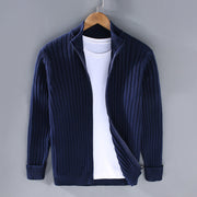 Ormand | Herren Strickjacke Gerippter Zip-Cardigan – Blau