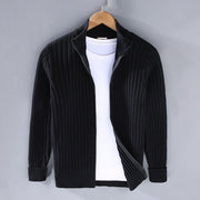 Ormand | Herren Strickjacke Gerippter Zip-Cardigan – Schwarz