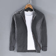 Ormand | Herren Strickjacke Gerippter Zip-Cardigan – Dunkelgrau