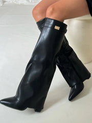 Overknee Stiefel Slouchy Damen – Schwarz 1