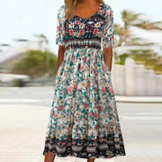 Oxana | Damen Leichtes Sommerkleid Midi – Mehrfarbig 1