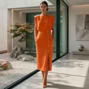 Daniela - Stilvolles Midikleid mit Schlitz – Orange