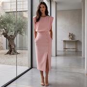 Daniela - Stilvolles Midikleid mit Schlitz – Rosa