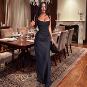 Christina - Schickes Maxikleid ohne Ärmel – Schwarz