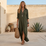 Reggie - Langes minimalistisches Kleid – Grün
