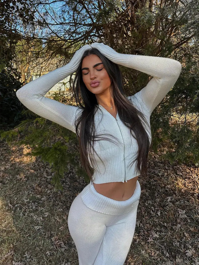 Zweiteiler im Strickdesign | Figurbetonter Schnitt | Sportlich und Sexy