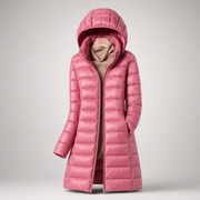 Mira - ultraleichte Longline-Pufferjacke – Pink