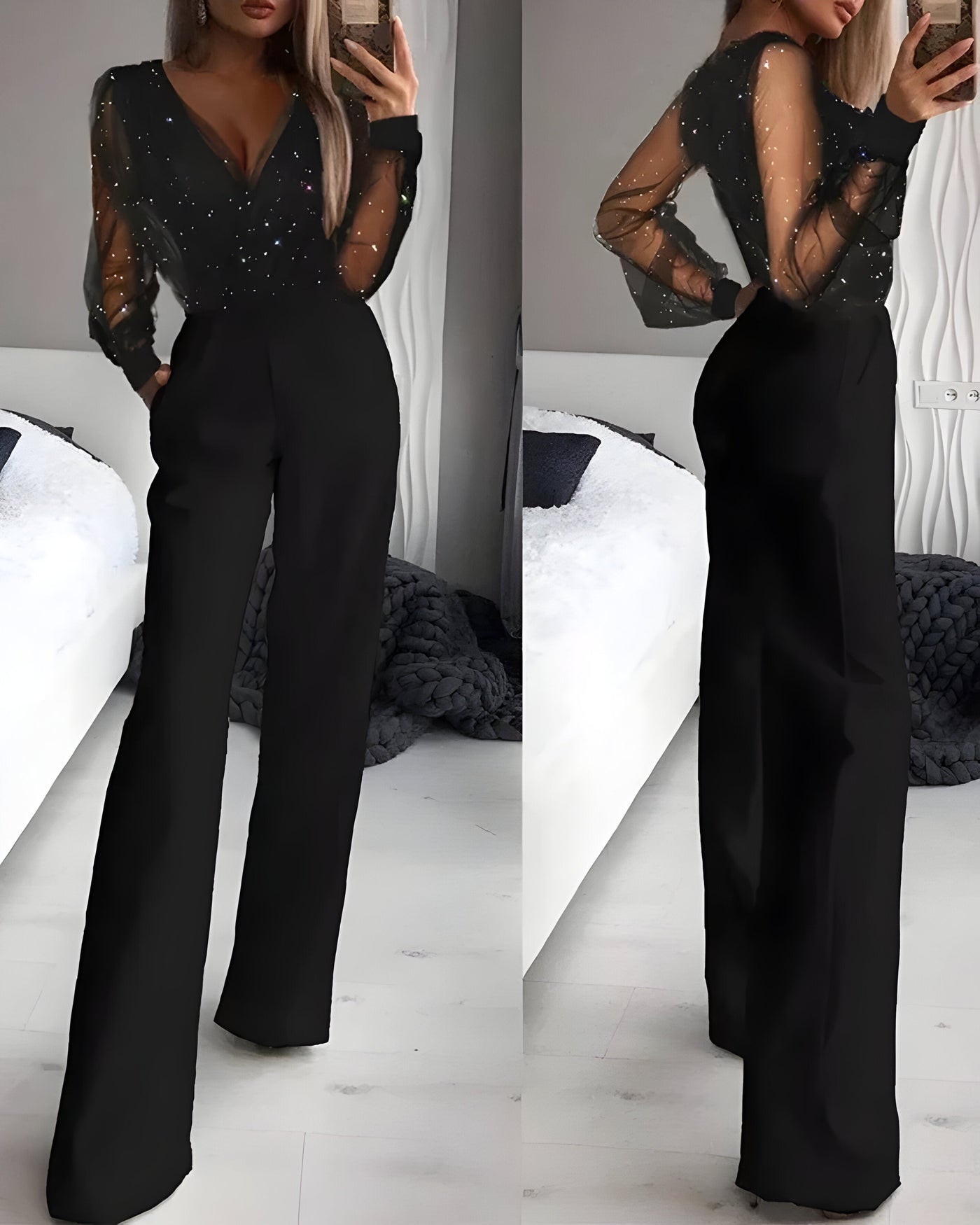 Bailen | Jumpsuit mit transparenten Ärmeln