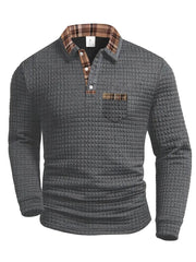 Poloshirt Herren Langarm Regular Fit – Grau
