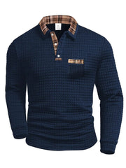 Poloshirt Herren Langarm Regular Fit – Dunkelblau
