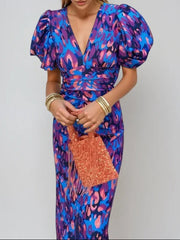 Noor™ - Halblange Kleid mit Puffärmeln – Vielfarbig