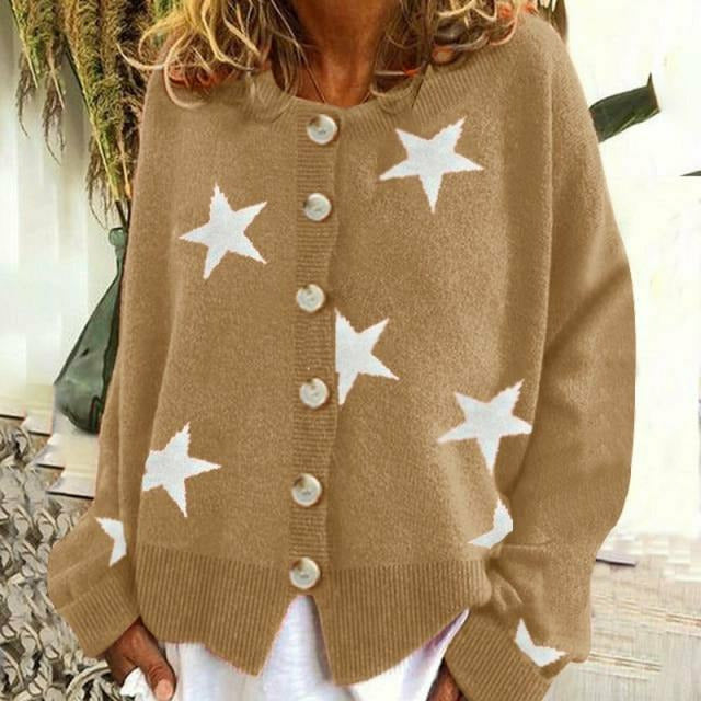 Strickcardigan mit Sternenmuster | Rundhalsausschnitt | Lässiger Komfort