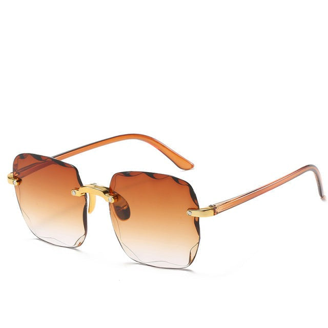 Trendige Randlose Sonnenbrille mit UV400-Schutz in Vintage-Optik – Clea