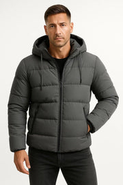 Pufferjacke Herren Mit Kapuze – Grau