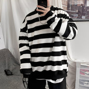 Pullover Herren Oversized Streifen – Schwarz