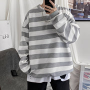 Pullover Herren Oversized Streifen – Grau