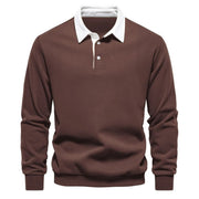 Pullover Herren Regular Fit mit Polokragen – Braun
